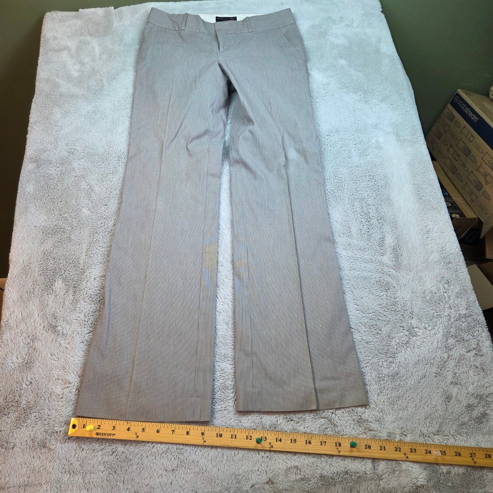 Banana Republic Martin Fit Dress Pants Womens Sz 4 Wide Leg Pinstripe Gray White